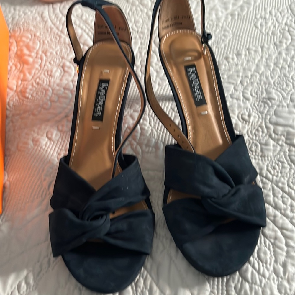 Kay Unger suede ankle strap sandals 8.5